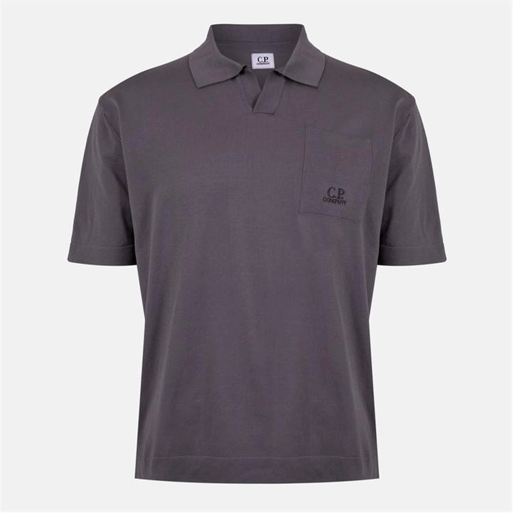 CP Company Knit Polo Shirt - Blue